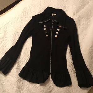 black zipper down sweater